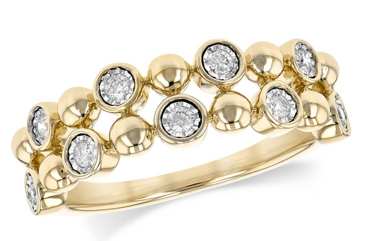 Bubble Diamond Double Band Ring