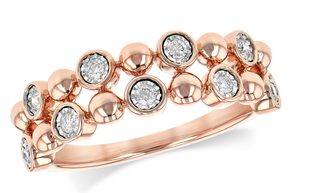 Bubble Diamond Double Band Ring