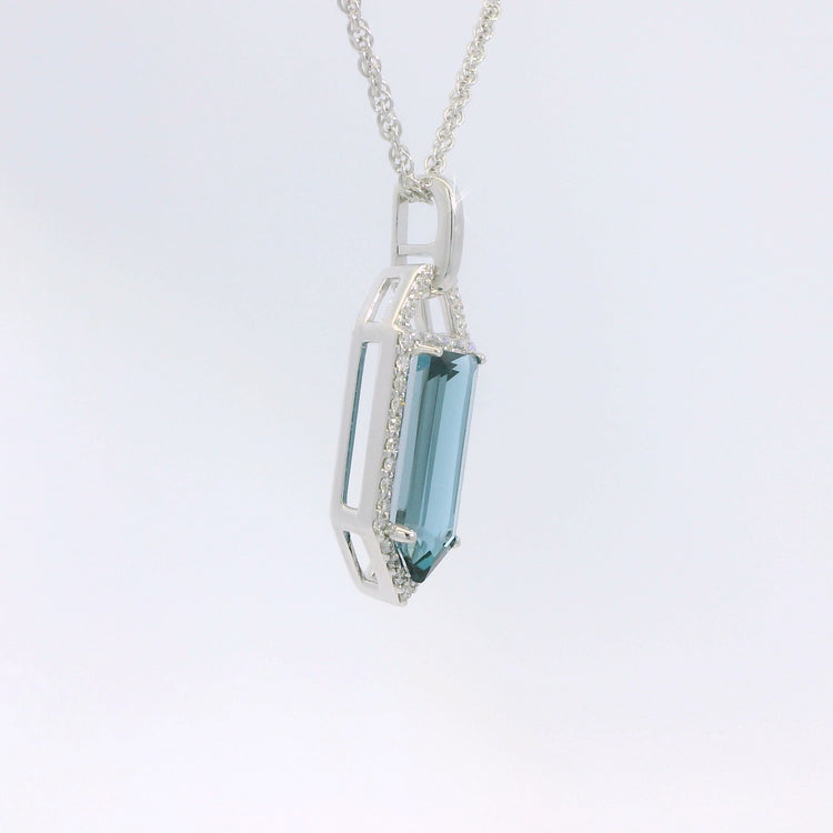 London Blue Topaz and Diamond Pendant