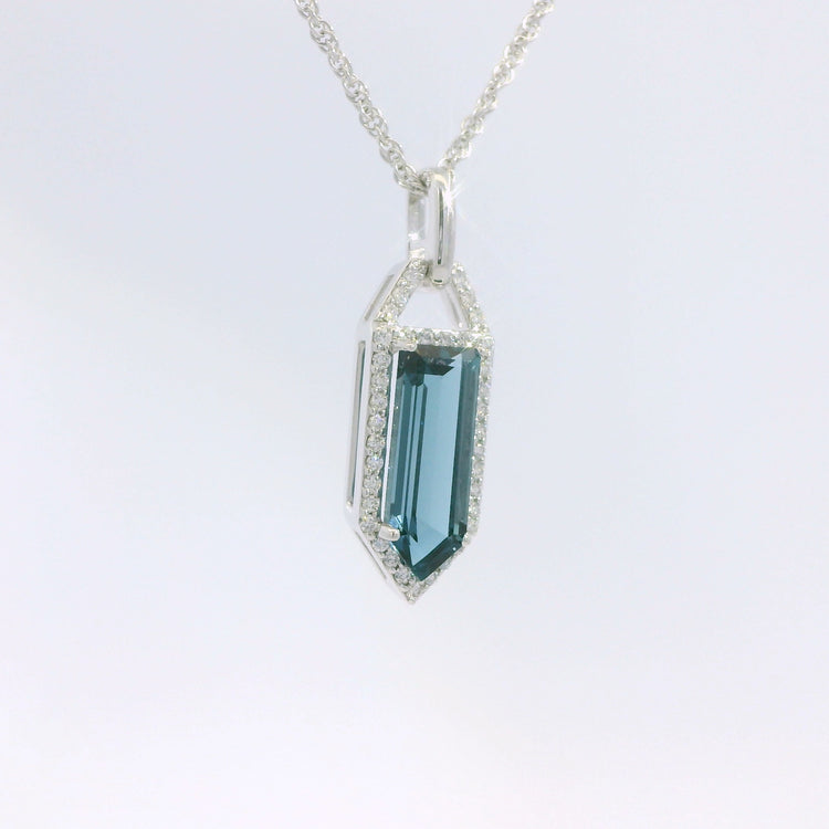 London Blue Topaz and Diamond Pendant