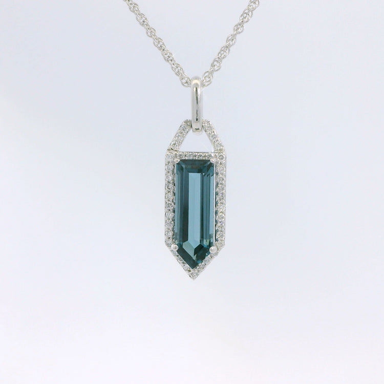 London Blue Topaz and Diamond Pendant