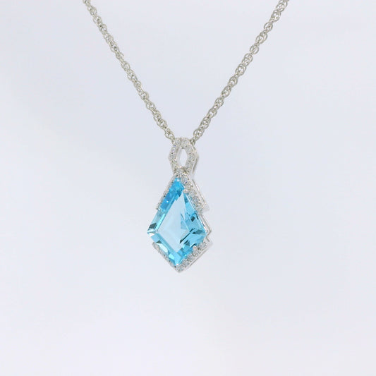 Blue Topaz and Diamond Pendant