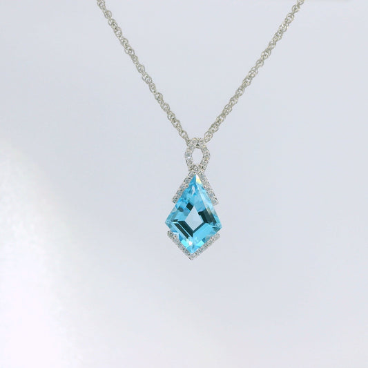 Blue Topaz and Diamond Pendant