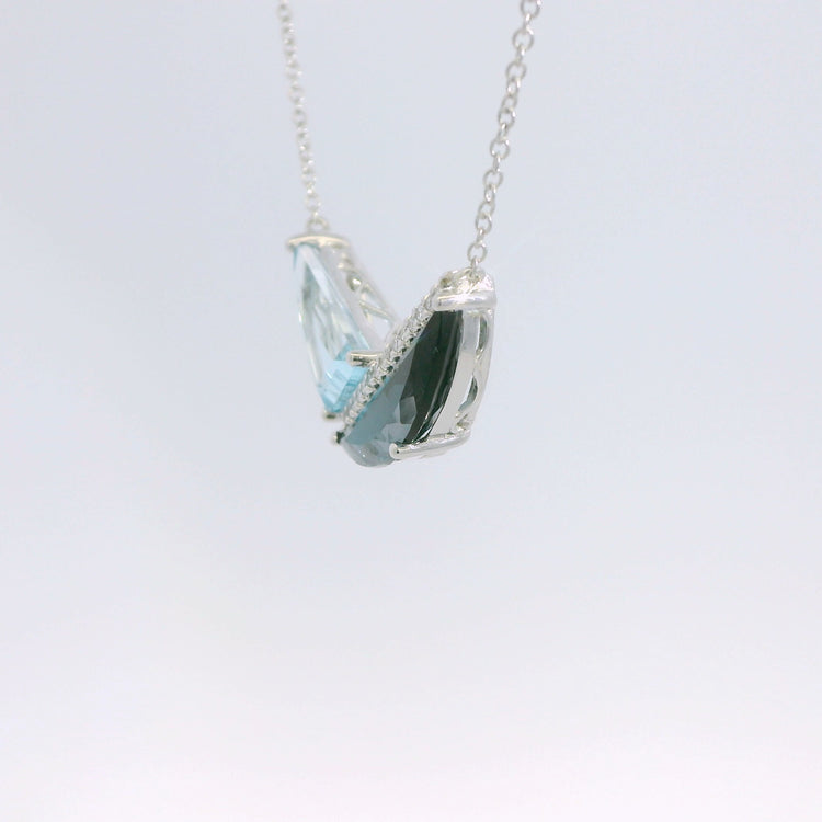 Light and Dark Blue Topaz and Diamond Pendant