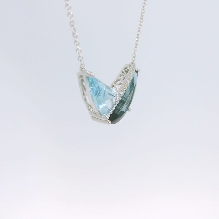 Light and Dark Blue Topaz and Diamond Pendant