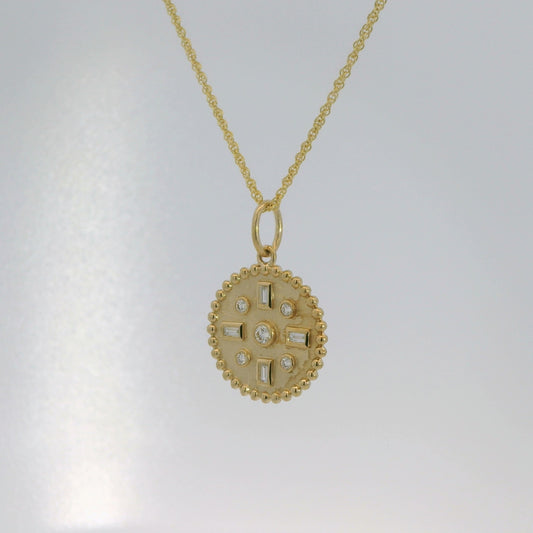 Circle Pendant with Diamonds