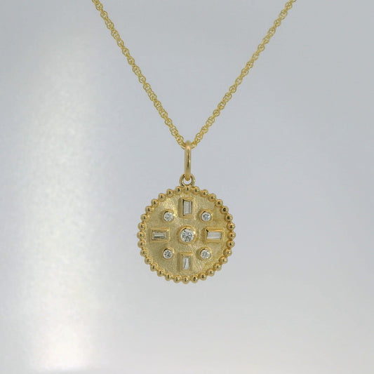 Circle Pendant with Diamonds