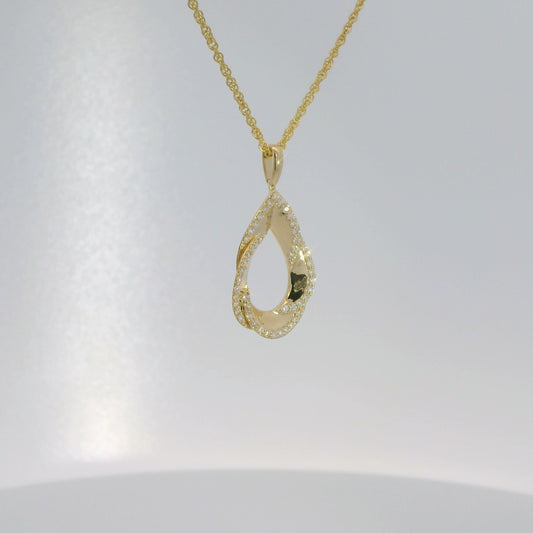 Diamond Set Teardrop Layered Pendant