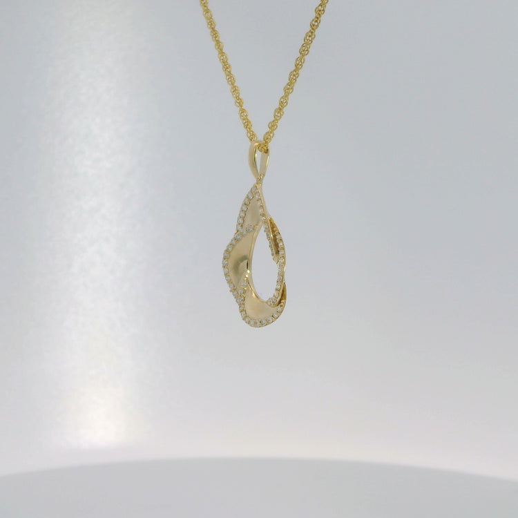 Diamond Set Teardrop Layered Pendant