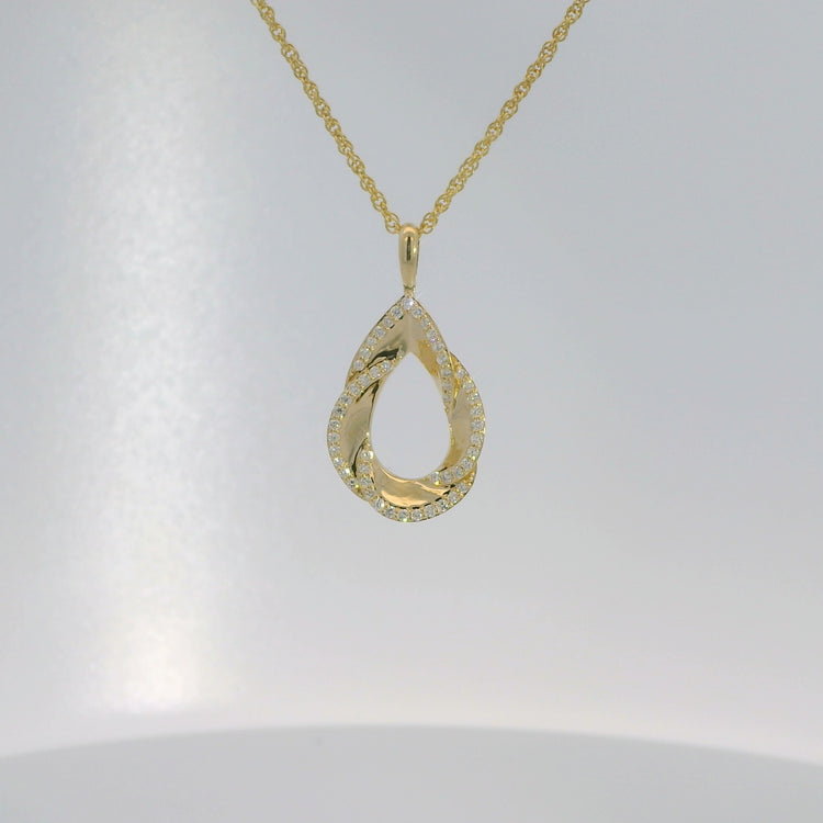 Diamond Set Teardrop Layered Pendant