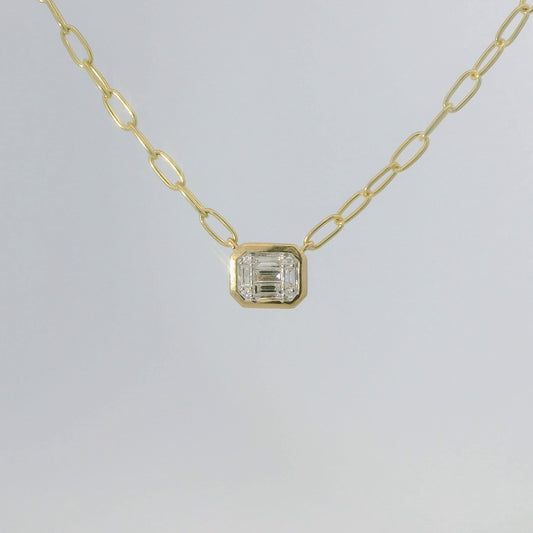 Multi Diamond Pendant with Paperclip Chain