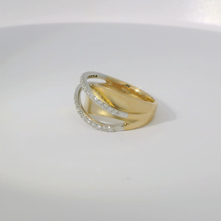 Layered Band Two Tone Ring