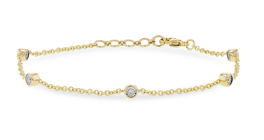 Bezel Set Diamond Chain Bracelet