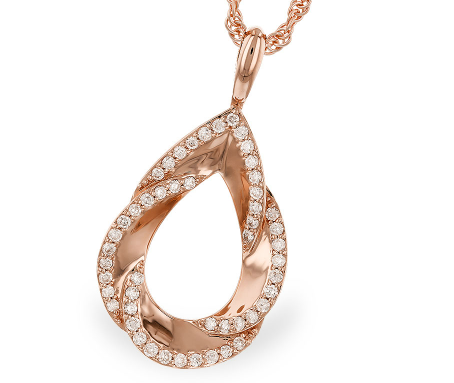 Diamond Set Teardrop Layered Pendant