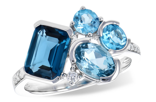 Blue Topaz and Diamond Cluster Ring