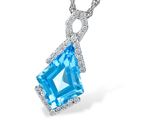 Blue Topaz and Diamond Pendant