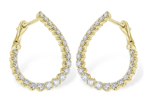 Twisted Diamond Hoop Earrings