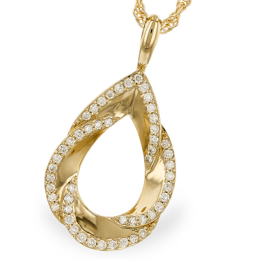 Diamond Set Teardrop Layered Pendant