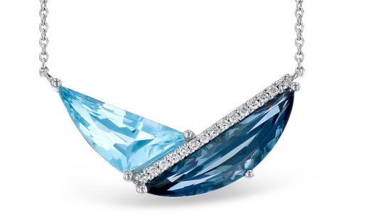 Light and Dark Blue Topaz and Diamond Pendant