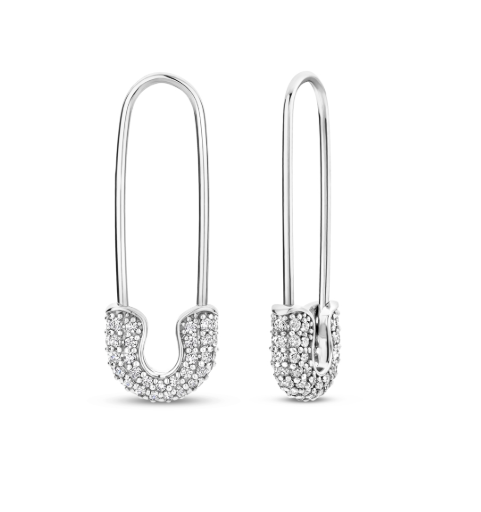 CZ Safety Pin Earrings