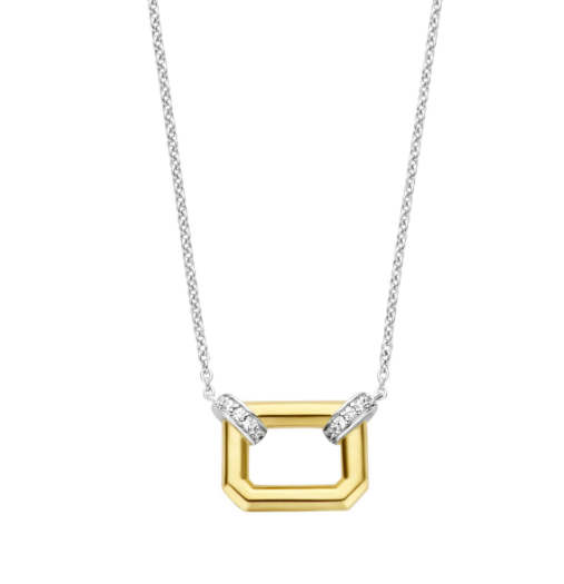 CZ Two Tone Hex Necklace