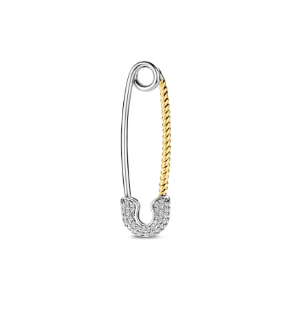 CZ Two Tone Safety Pin Brooch