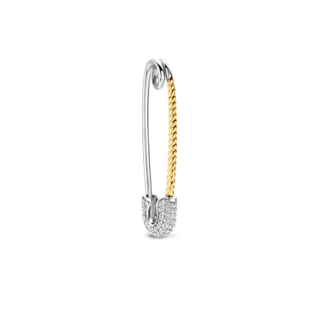 CZ Two Tone Safety Pin Brooch