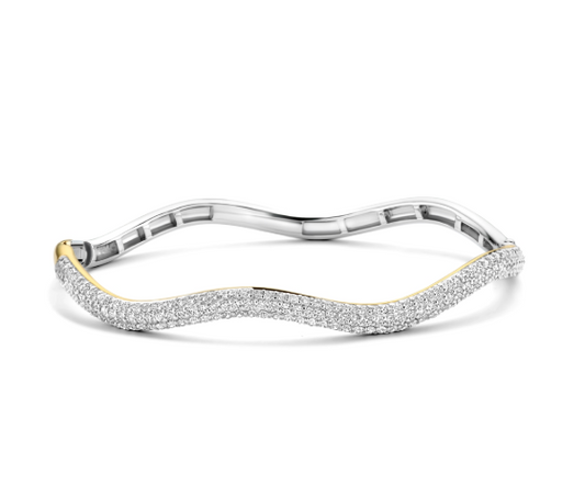 CZ Two Tone Wavy Bangle