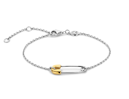 Two Tone Safety Pin Chain Bracelet