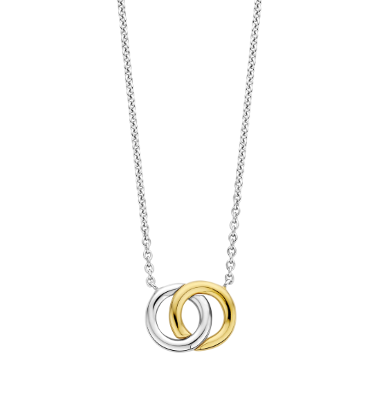 Two Tone Interlocking Circles Necklace