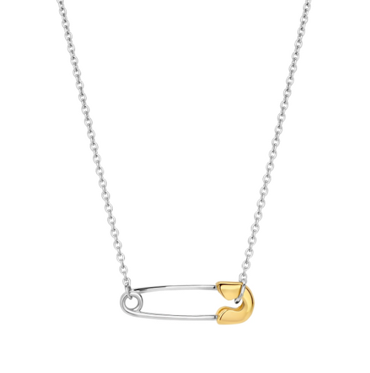 Two Tone Safety Pin Necklace