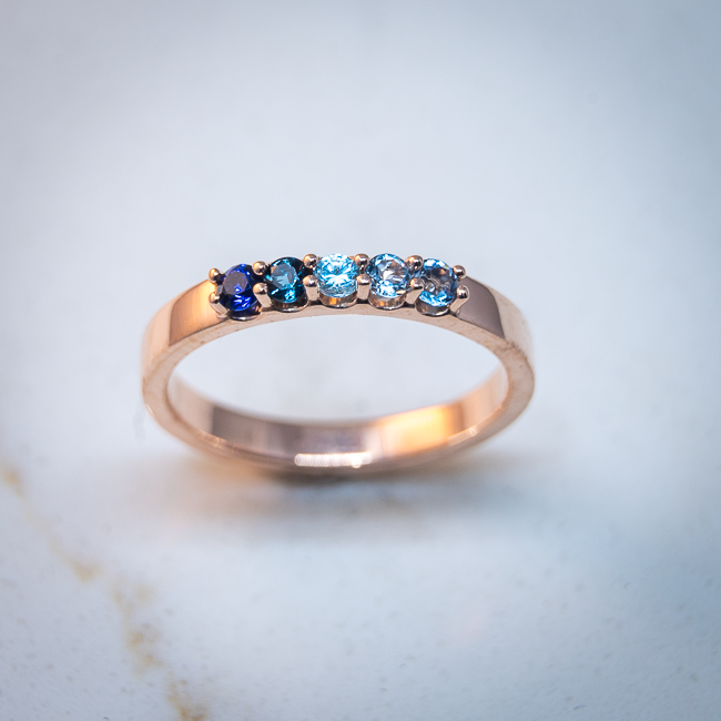 Heart Shape Blue Sandstone Engagement Ring Leaf Gemstone Ring | PenFine –  PENFINE