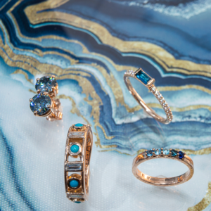14K Turquoise and Diamond Bezel-Set Ring