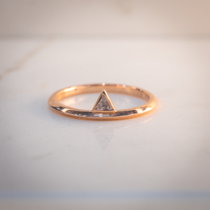 14K Gold Diamond Triangle Ring