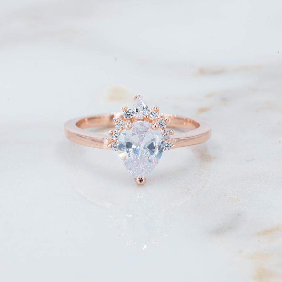 Pear Shaped Pink Diamond Tiara Crown Ring | HX Jewelry