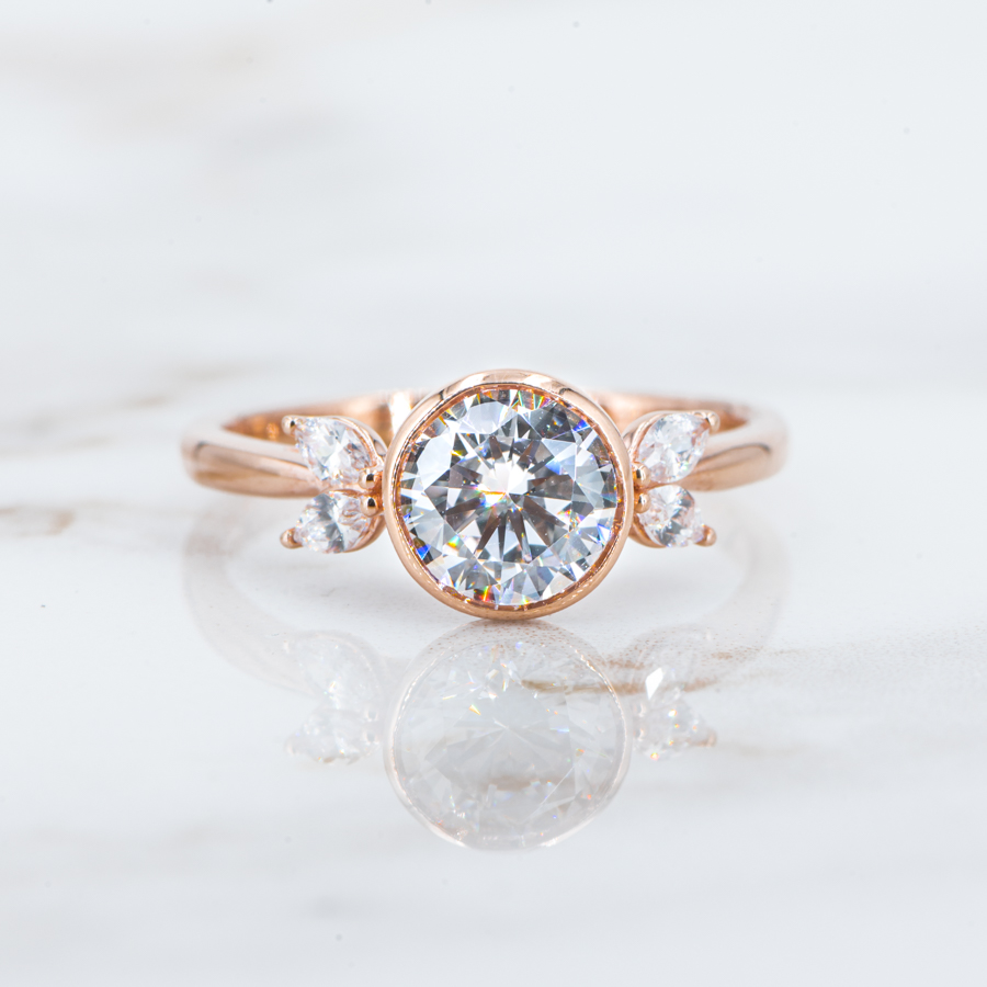2.06 Ct Round Bezel Set Diamond Engagement Ring 14K & Platinum – Ashton  Taylor Diamonds
