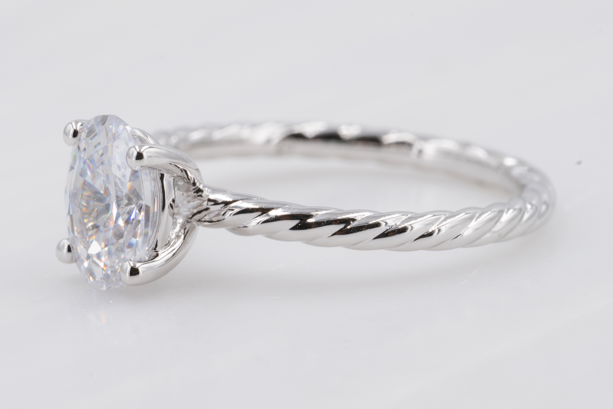 Platinum Rope Engagement Ring Unique 2ct Lab Grown Diamond Ring - Etsy