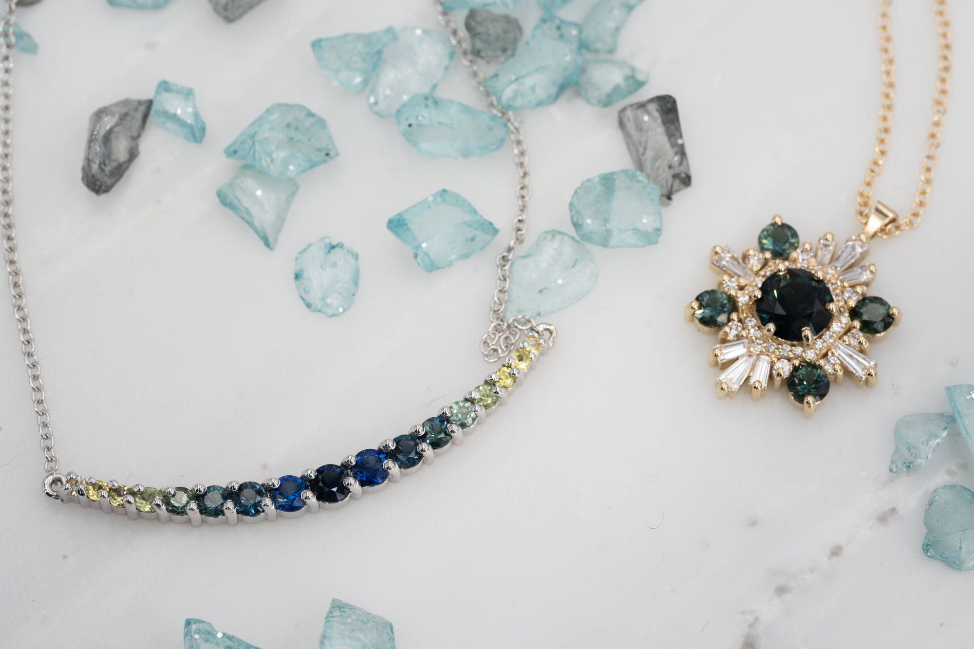 Azule Teal Blue Sapphire Necklace